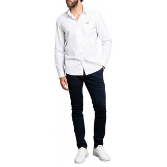 Chemise ajustée Delahaye avec manches longues et col français blanche