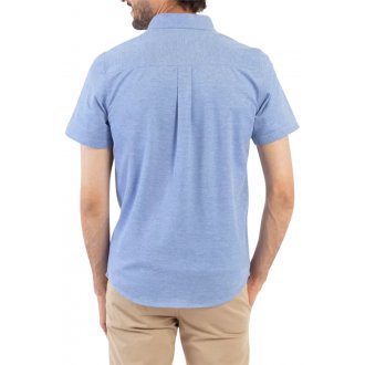 Chemise ajustée à manches courtes avec un col américain Mise au Green en coton bleu ciel