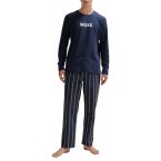 Pyjama Long Boss coton avec manches longues et col rond marine rayé