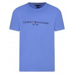 Tee-shirt avec des manches courtes et un col rond Tommy Hilfiger en coton bleu