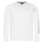 T-shirt Tommy Hilfiger Big & Tall coton avec manches longues et col rond blanc
