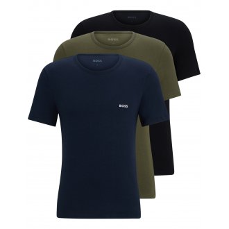 Lot de 3 T-shirts Boss coton avec manches courtes et col rond multicolore