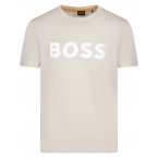 T-shirt Boss en coton sable avec des manches courtes et un col rond