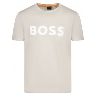 T-shirt Boss en coton sable avec des manches courtes et un col rond