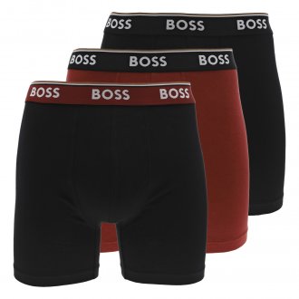 Lot de 3 boxers Boss en coton noir et rouge
