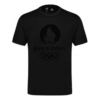 T-shirt col rond Le Coq Sportif en coton noir