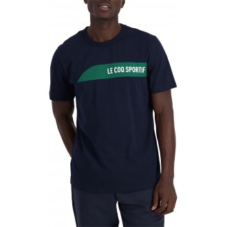 T-shirt Coq Sportif coton avec manches courtes et col rond marine bicolore