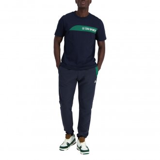 T-shirt Coq Sportif coton avec manches courtes et col rond marine bicolore