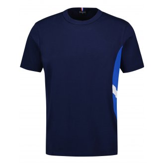 T-shirt Coq Sportif coton avec manches courtes et col rond marine tricolore