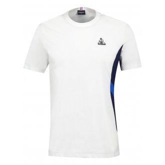 T-shirt Coq Sportif coton avec manches courtes et col rond blanc bicolore