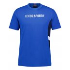 T-shirt Coq Sportif coton avec manches courtes et col rond bleu tricolore