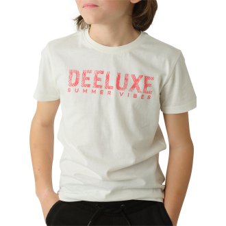 Tee-shirt droit à col rond Junior Garçon Deeluxe en coton blanc et rose