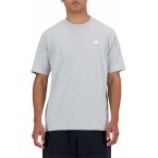 Tee-shirt avec des manches courtes et un col rond New Balance en coton gris chiné