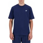 Tee-shirt avec un col rond et des manches courtes New Balance en coton bleu marine