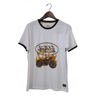 T-shirt Von Dutch en coton avec des manches courtes et un col rond blanc