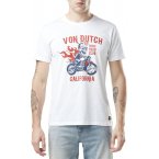 T-shirt Von Dutch coton avec manches courtes et col rond blanc