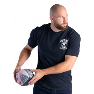 Tee-shirt avec des manches courtes et un col rond Ruckfield en coton bleu marine