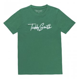 T-shirt Junior Garçon Teddy Smith coton avec manches courtes et col rond vert