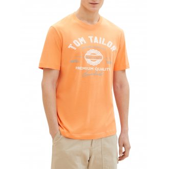 T-shirt Tom Tailor coton avec manches courtes et col rond orange