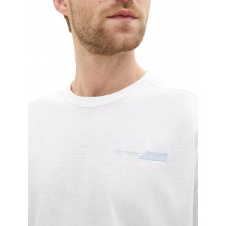 T-shirt Tom Tailor coton avec manches courtes et col rond blanc