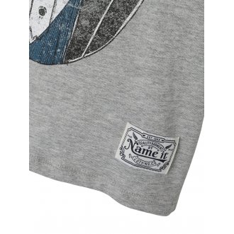 T-shirt Junior Garçon Name It coton avec manches courtes et col rond gris chiné
