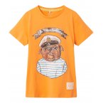 T-shirt Junior Garçon Name It coton avec manches courtes et col rond orange