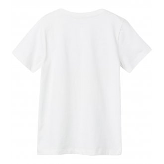 T-shirt Junior Garçon Name It coton avec manches courtes et col rond blanc
