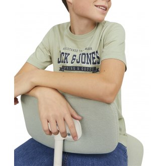 T-shirt Junior Garçon Jack & Jones coton biologique avec manches courtes et col rond vert d'eau