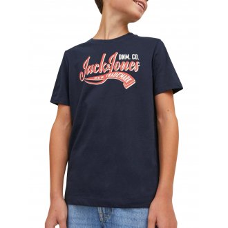 T-shirt Junior Garçon Jack & Jones coton biologique avec manches courtes et col rond marine