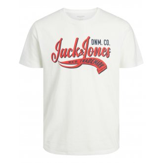 T-shirt Junior Garçon Jack & Jones coton biologique avec manches courtes et col rond blanc