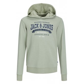 Sweat Junior Garçon Jack & Jones avec manches longues et col à capuche vert d'eau