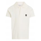 Polo à col boutonné Junior Garçon Calvin Klein en coton biologique mélangé blanc