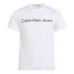 T-shirt à col rond Junior Garçon Calvin Klein en coton blanc