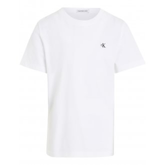 T-shirt à col rond Junior Garçon Calvin Klein en coton régénératif blanc