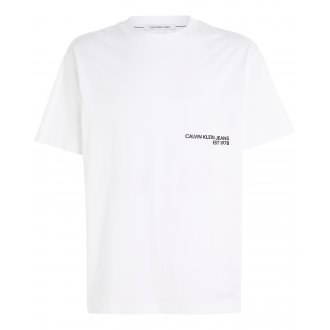 T-shirt à col rond Calvin Klein en coton régénératif blanc