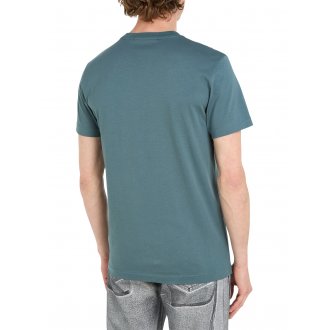 T-shirt à col rond Calvin Klein en coton régénératif bleu