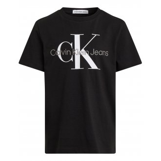 T-shirt à col rond Junior Garçon Calvin Klein en coton régénératif noir