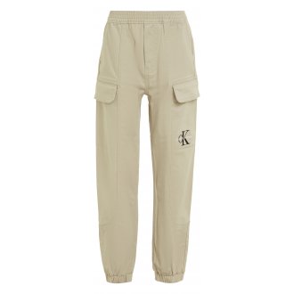 Pantalon coupe regular fit Junior Garçon Calvin Klein en coton taupe