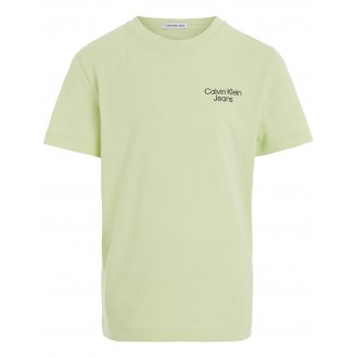 T-shirt à col rond Junior Garçon Calvin Klein en coton régénératif vert