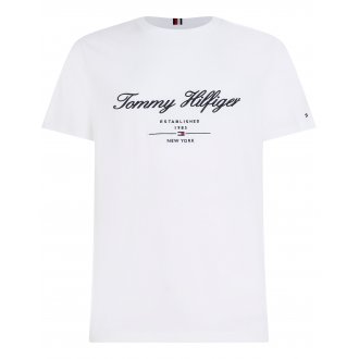 T-shirt Tommy Hilfiger coton régénératif avec manches courtes et col rond blanc