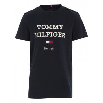 T-shirt Junior Garçon Tommy Hilfiger coton en transition avec manches courtes et col rond marine