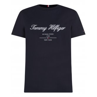 T-shirt Tommy Hilfiger coton régénératif avec manches courtes et col rond marine