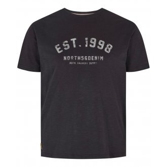 Tee-shirt col rond North 56°4 en coton noir chiné imprimé logo