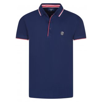 Polo avec logo de la marque et des manches courtes La Squadra en coton bleu marine