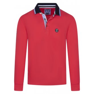 Polo avec des manches longues et logo iconique La Squadra en coton rouge