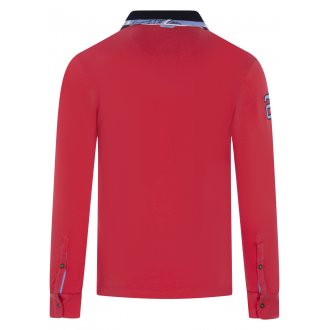 Polo avec des manches longues et logo iconique La Squadra en coton rouge