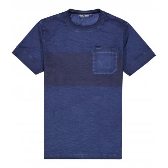 T-shirt Garcia avec manches courtes et col rond bleu marine chiné