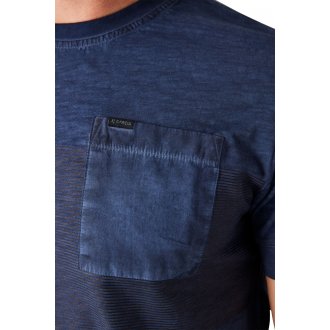 T-shirt Garcia avec manches courtes et col rond bleu marine chiné