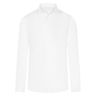 Chemise coupe ajustée et col français Bande Originale en lin et coton blanche