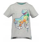 T-shirt Blue Seven en coton gris avec un imprimé dinosaure multicolores
